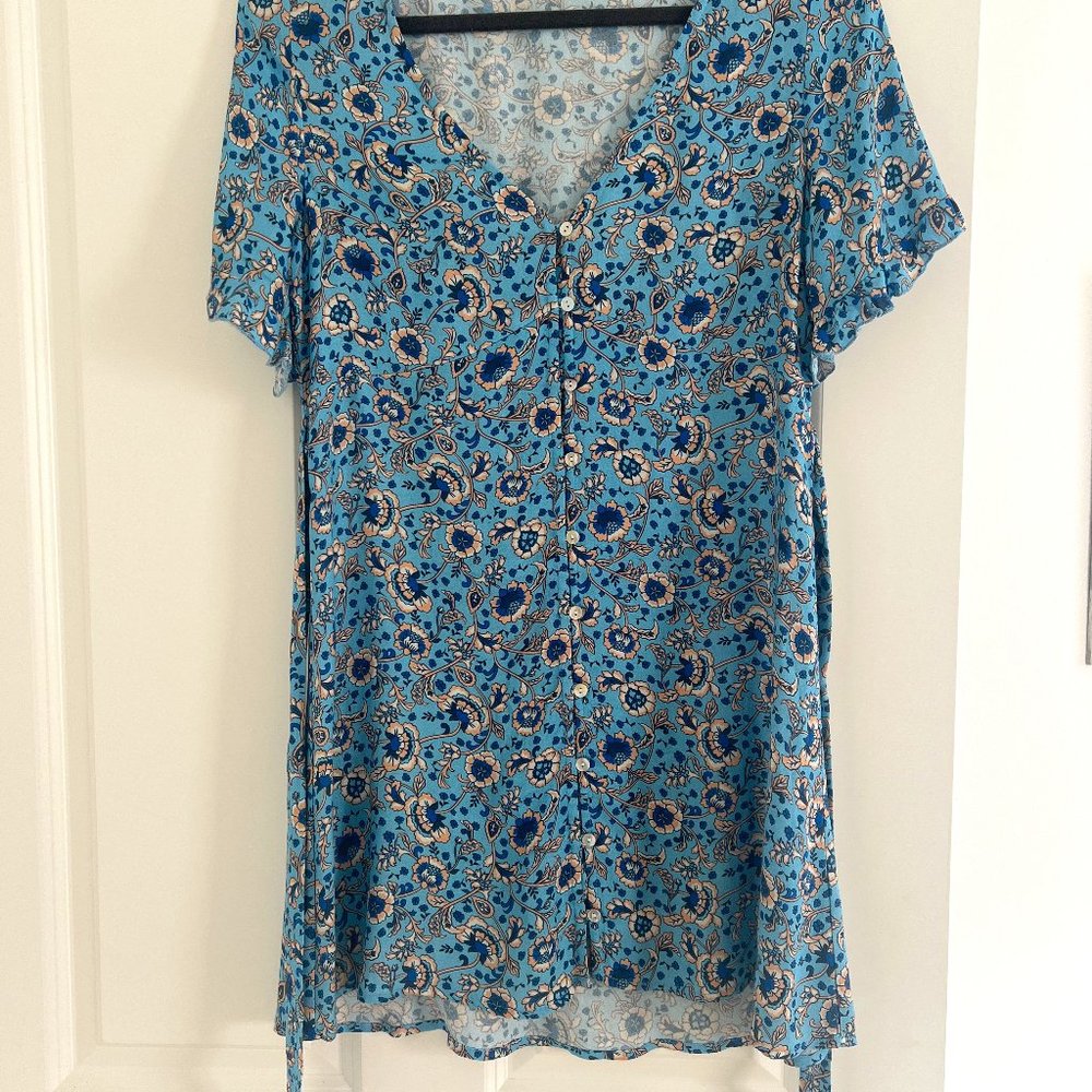 Arnhem Clothing Mini Dress - Blue Floral AU 8 / SMALL